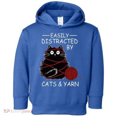 Easily Distracted By Cats And Yarn Kitten Lover Crochet Toddler Hoodie