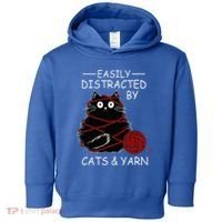 Easily Distracted By Cats And Yarn Kitten Lover Crochet Toddler Hoodie thumb 0