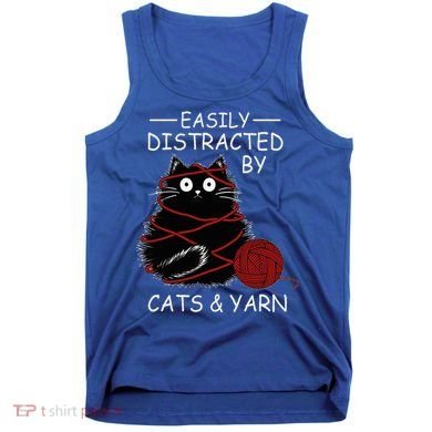 Easily Distracted By Cats And Yarn Kitten Lover Crochet Tank Top