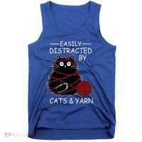 Easily Distracted By Cats And Yarn Kitten Lover Crochet Tank Top thumb 0