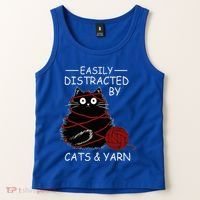 Easily Distracted By Cats And Yarn Kitten Lover Crochet Tank Top thumb 2