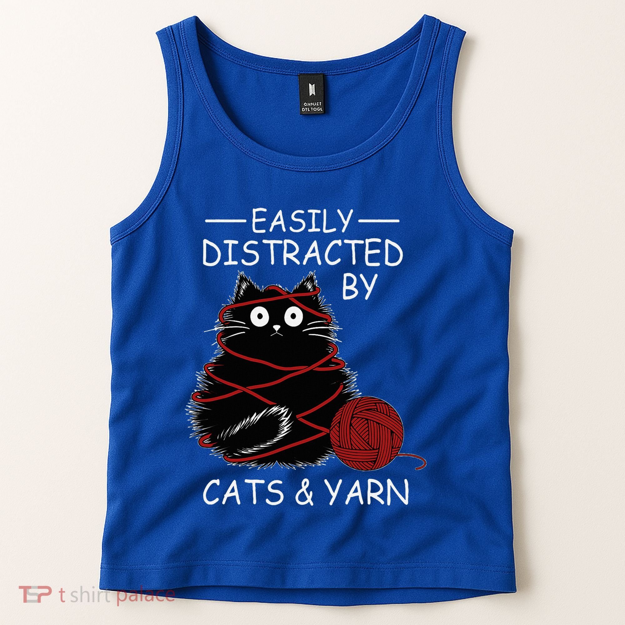 Easily Distracted By Cats And Yarn Kitten Lover Crochet Tank Top