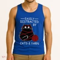 Easily Distracted By Cats And Yarn Kitten Lover Crochet Tank Top thumb 3