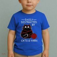 Easily Distracted By Cats And Yarn Kitten Lover Crochet Toddler T-Shirt thumb 2