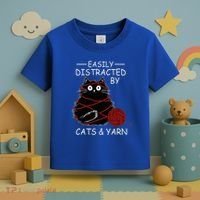 Easily Distracted By Cats And Yarn Kitten Lover Crochet Toddler T-Shirt thumb 3