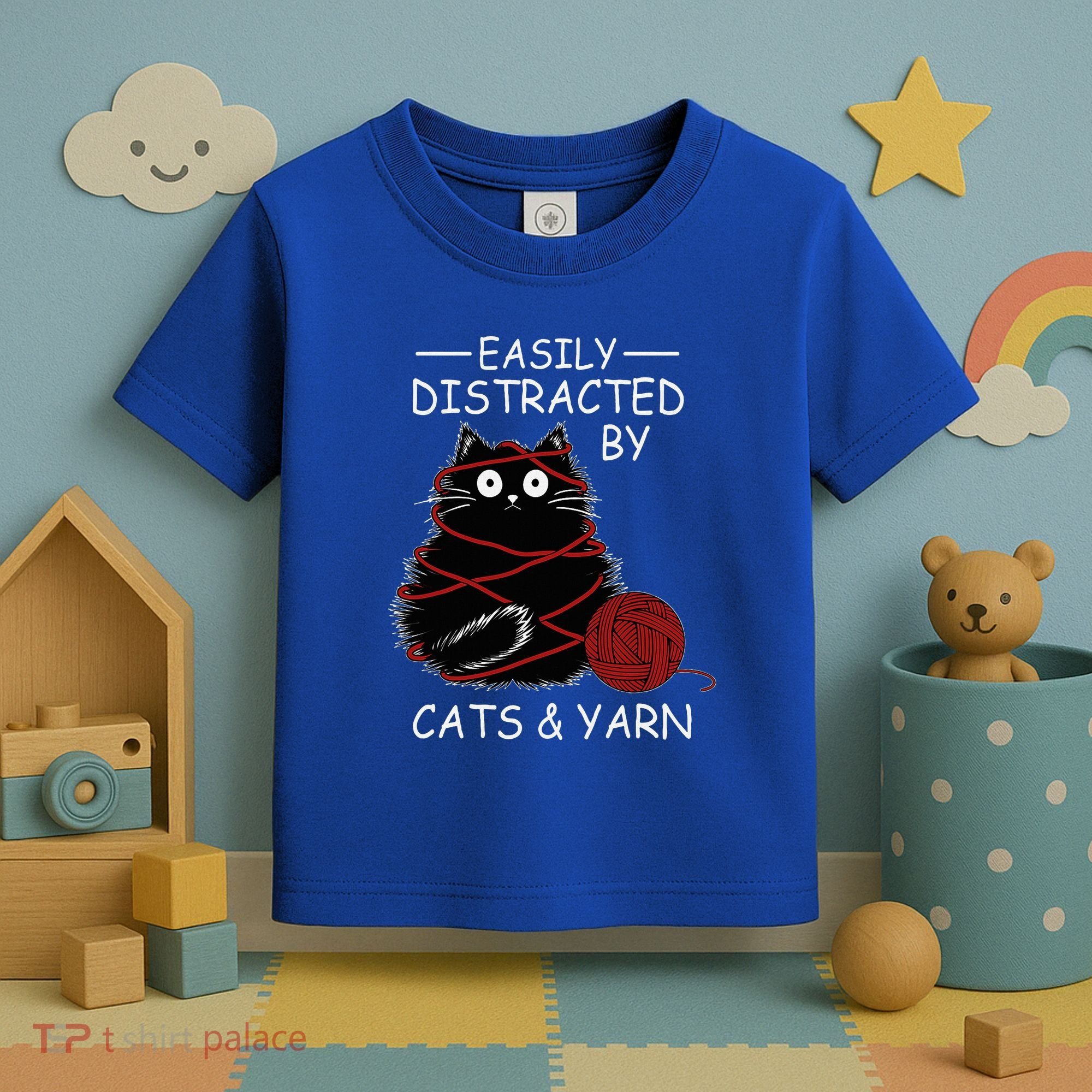 Easily Distracted By Cats And Yarn Kitten Lover Crochet Toddler T-Shirt