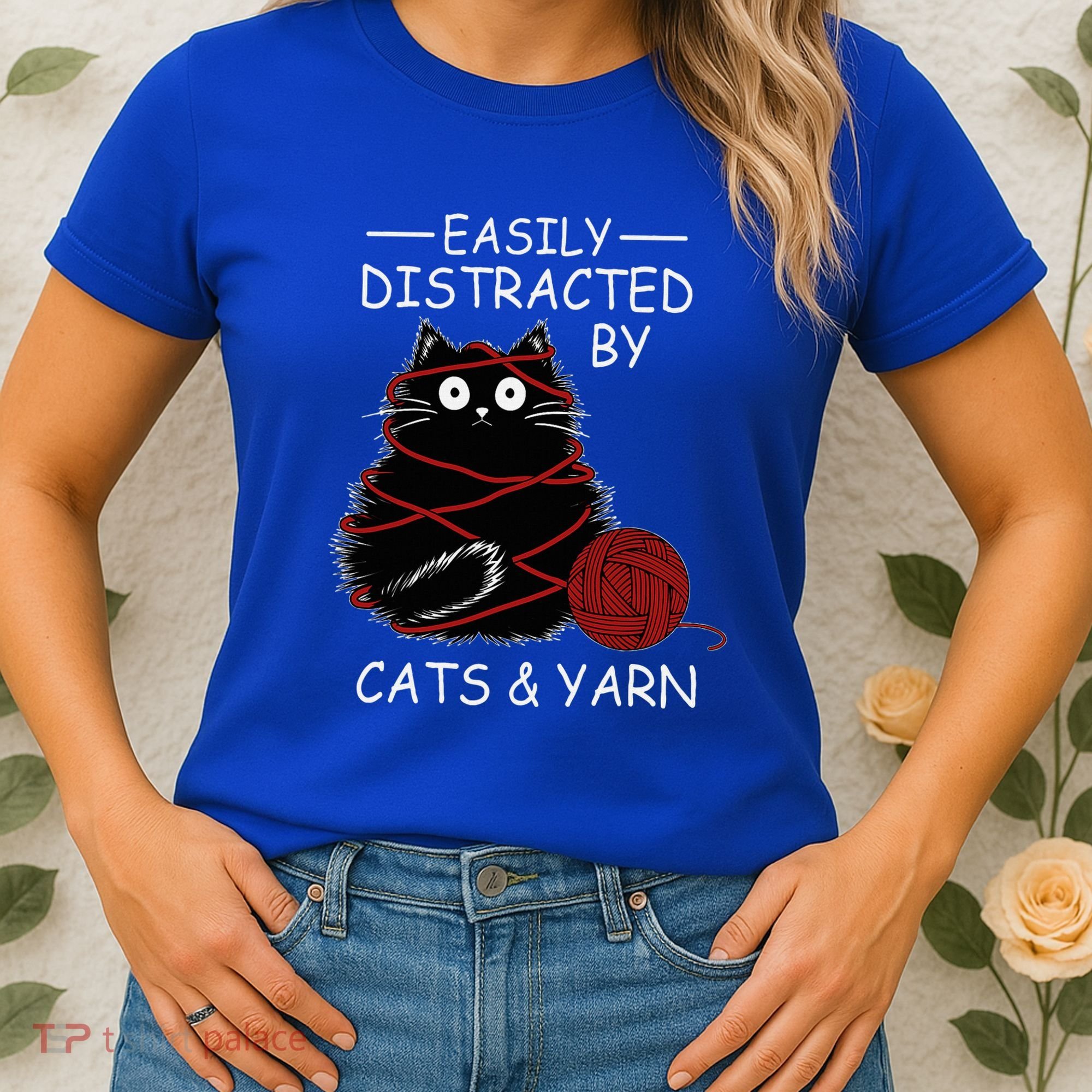 Easily Distracted By Cats And Yarn Kitten Lover Crochet Women's T-Shirt