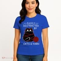 Easily Distracted By Cats And Yarn Kitten Lover Crochet Women's T-Shirt thumb 4