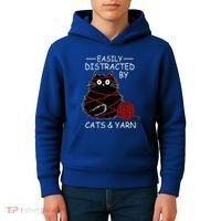 Easily Distracted By Cats And Yarn Kitten Lover Crochet Kids Hoodie thumb 4