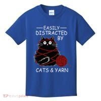 Easily Distracted By Cats And Yarn Kitten Lover Crochet Kids T-Shirt thumb 0