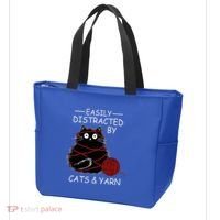 Easily Distracted By Cats And Yarn Kitten Lover Crochet Tote Bag thumb 3