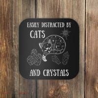 Easily Distracted By Cats Crystals Boho Spiritual Wiccan Coaster thumb 0