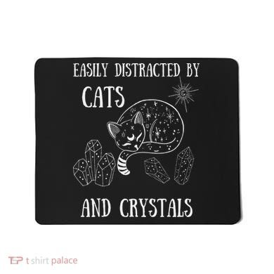 Easily Distracted By Cats Crystals Boho Spiritual Wiccan Mousepad
