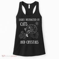 Easily Distracted By Cats Crystals Boho Spiritual Wiccan Women's Tank Top thumb 0