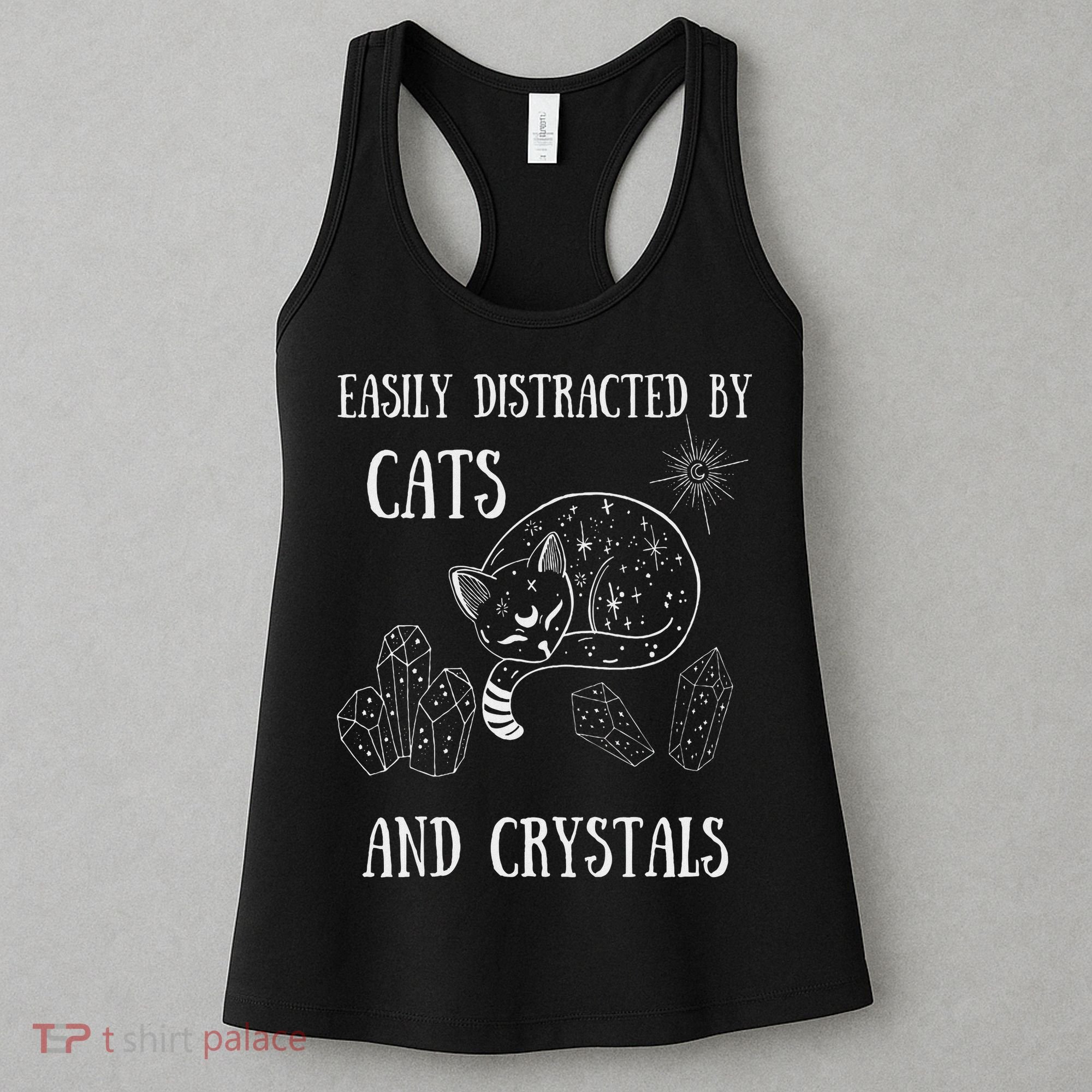 Easily Distracted By Cats Crystals Boho Spiritual Wiccan Women's Tank Top