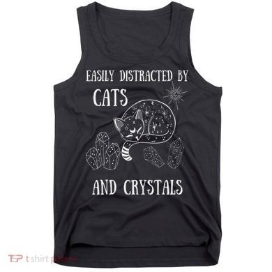 Easily Distracted By Cats Crystals Boho Spiritual Wiccan Tank Top