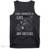 Easily Distracted By Cats Crystals Boho Spiritual Wiccan Tank Top thumb 0