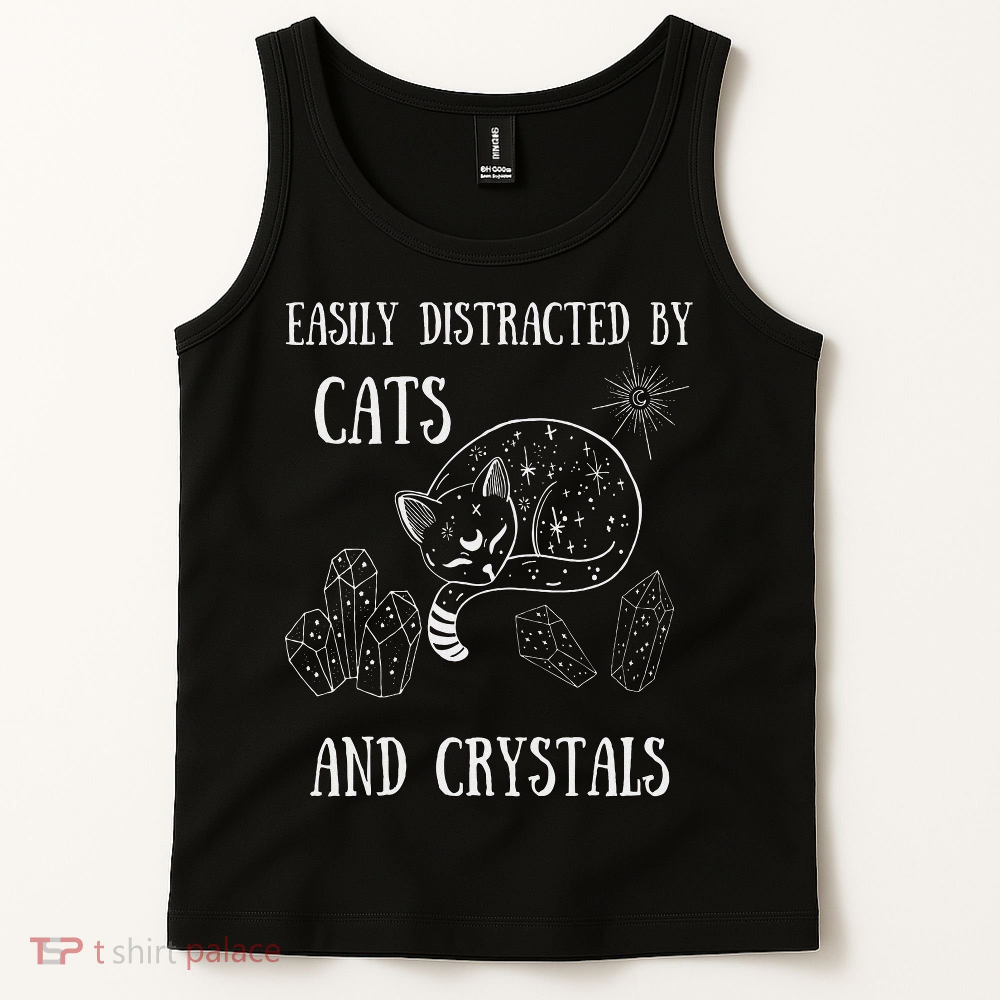 Easily Distracted By Cats Crystals Boho Spiritual Wiccan Tank Top