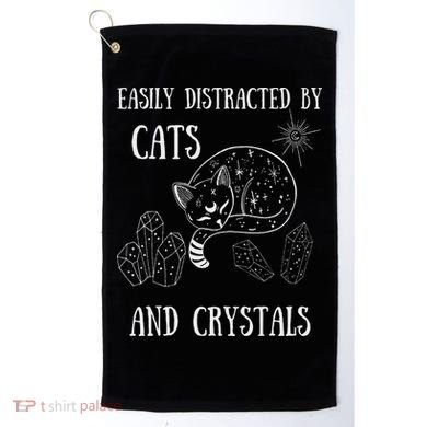 Easily Distracted By Cats Crystals Boho Spiritual Wiccan Golf Towel