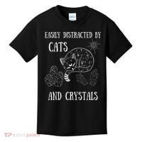 Easily Distracted By Cats Crystals Boho Spiritual Wiccan Kids T-Shirt thumb 0