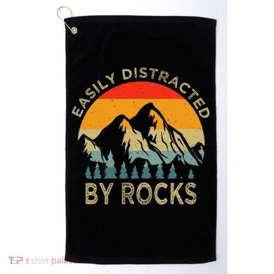 Easily Distracted By Rocks Vintage Funny Rocks Golf Towel