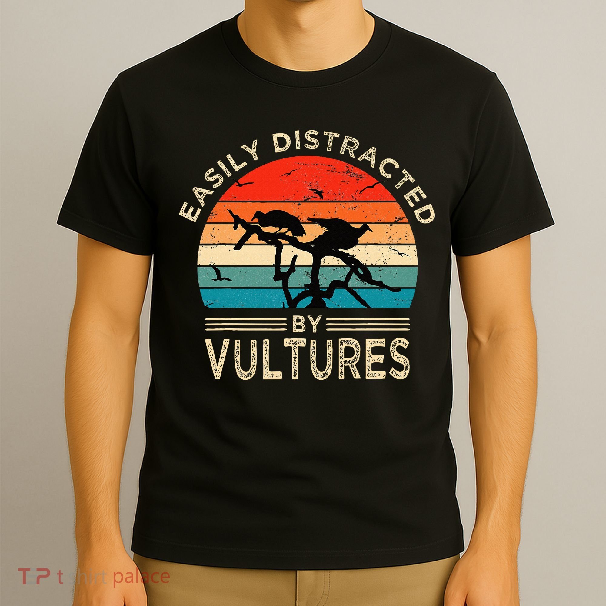 Easily Distracted By Vultures Vintage Funny Vulture T-Shirt