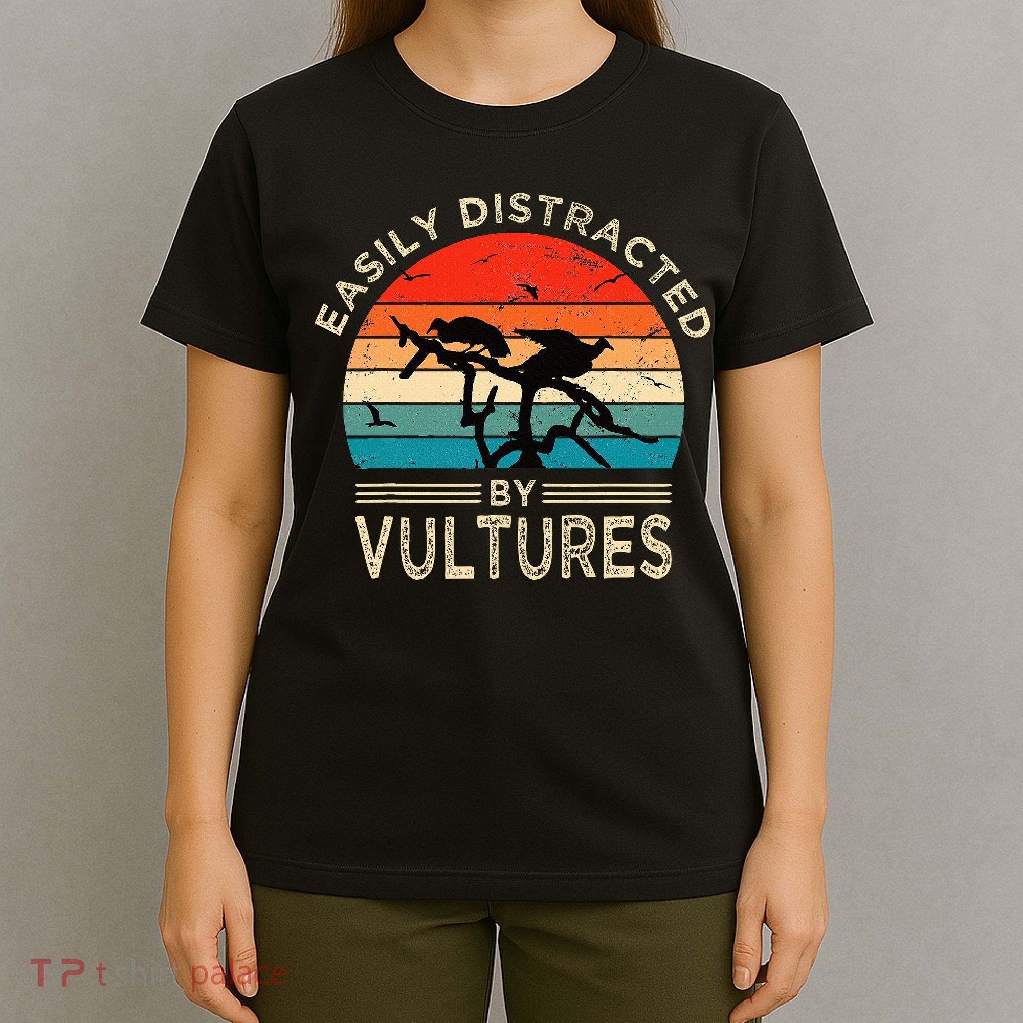 Easily Distracted By Vultures Vintage Funny Vulture T-Shirt