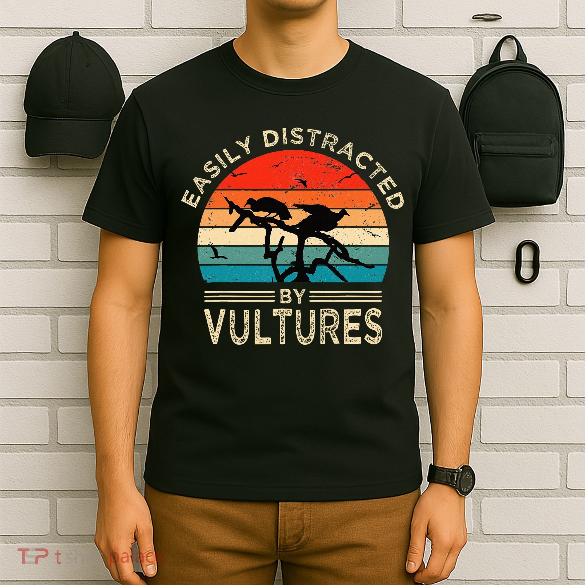 Easily Distracted By Vultures Vintage Funny Vulture T-Shirt