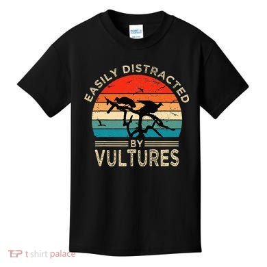 Easily Distracted By Vultures Vintage Funny Vulture Kids T-Shirt