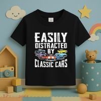 Easily Distracted By Classic Cars Toddler T-Shirt thumb 3