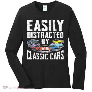 Easily Distracted By Classic Cars Women's Long Sleeve Shirt