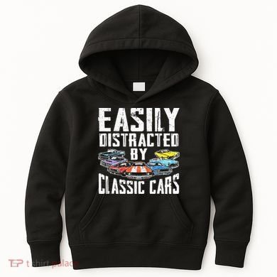 Easily Distracted By Classic Cars Kids Hoodie