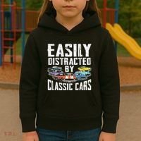 Easily Distracted By Classic Cars Kids Hoodie thumb 3