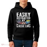 Easily Distracted By Classic Cars Kids Hoodie thumb 4