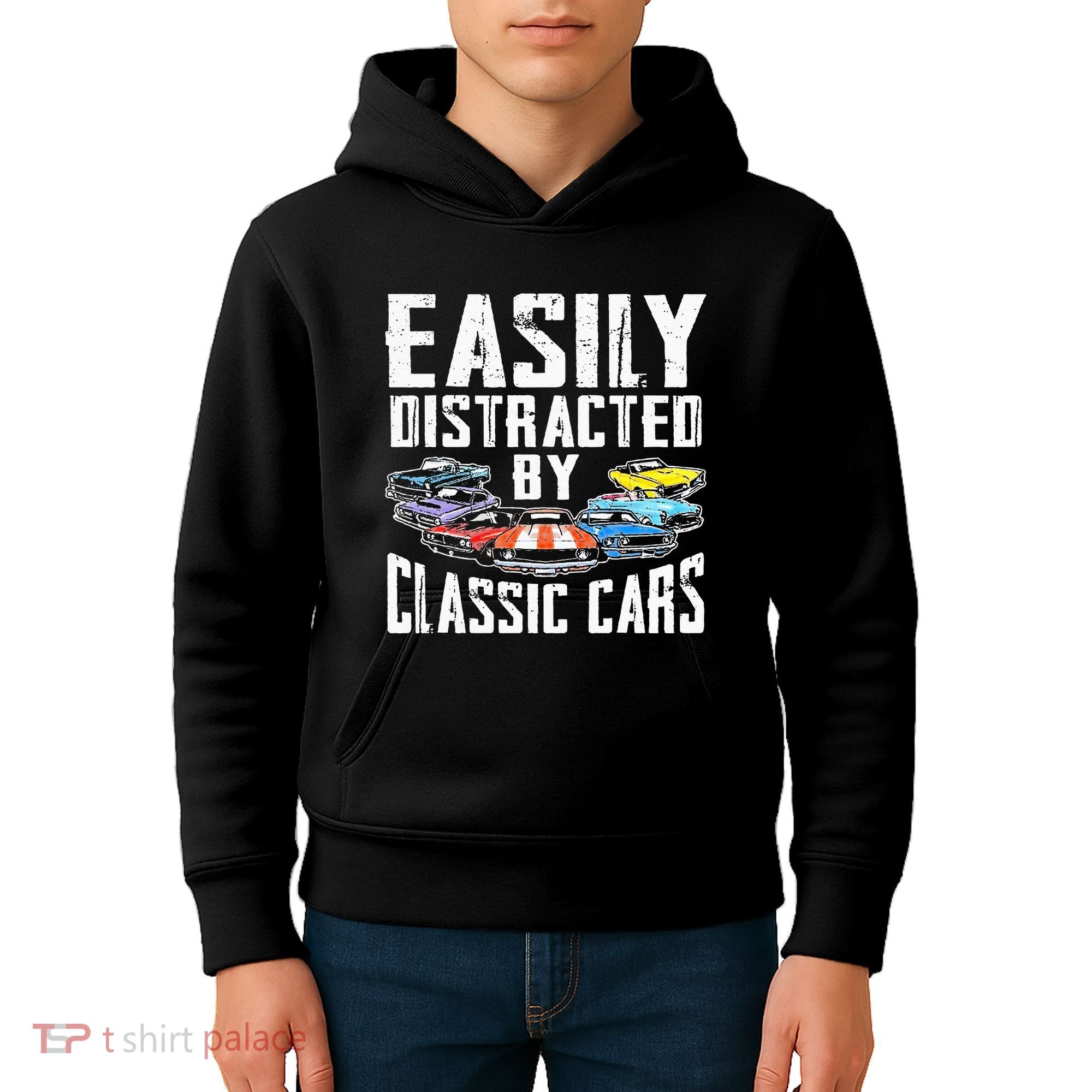 Easily Distracted By Classic Cars Kids Hoodie