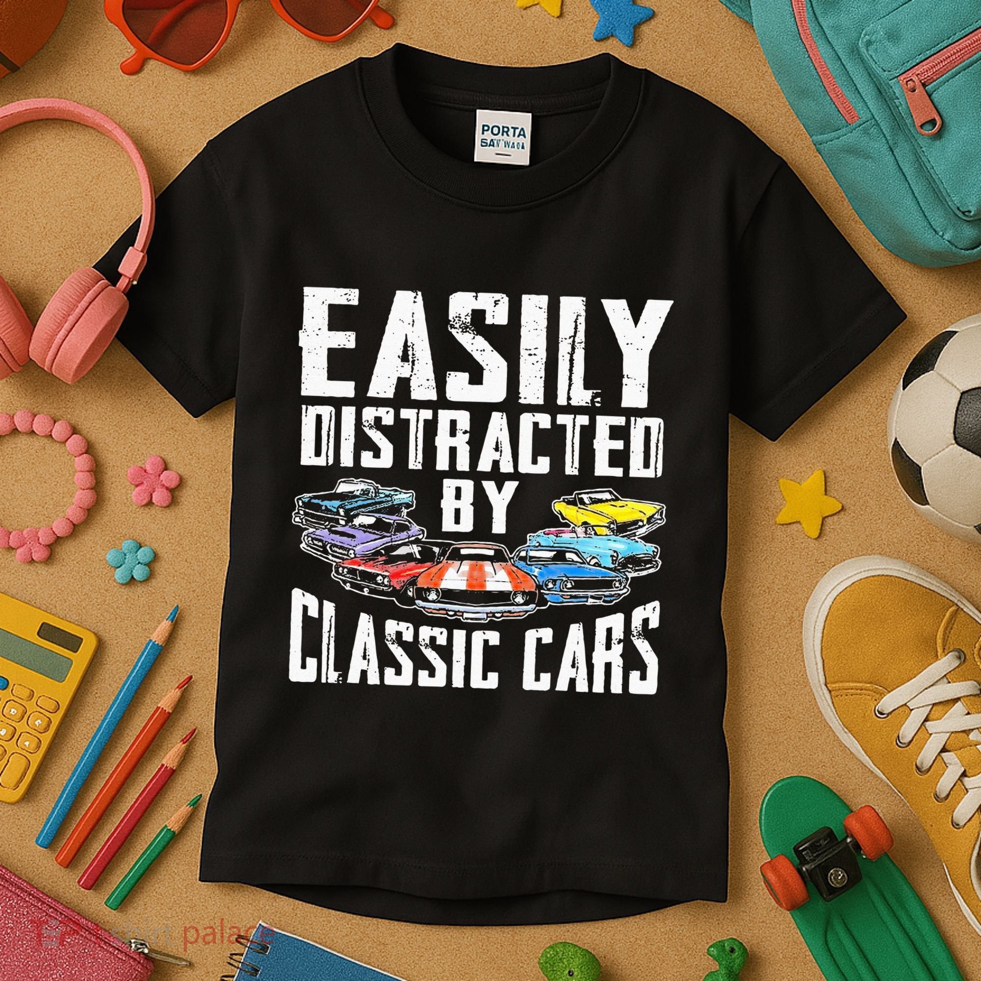 Easily Distracted By Classic Cars Kids T-Shirt