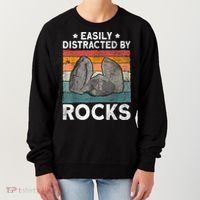 Easily Distracted By Rocks Collector Mineral Retro Geologist Women's Sweatshirt thumb 0