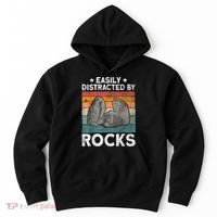 Easily Distracted By Rocks Collector Mineral Retro Geologist Hoodie thumb 0