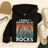 Easily Distracted By Rocks Collector Mineral Retro Geologist Hoodie thumb 4