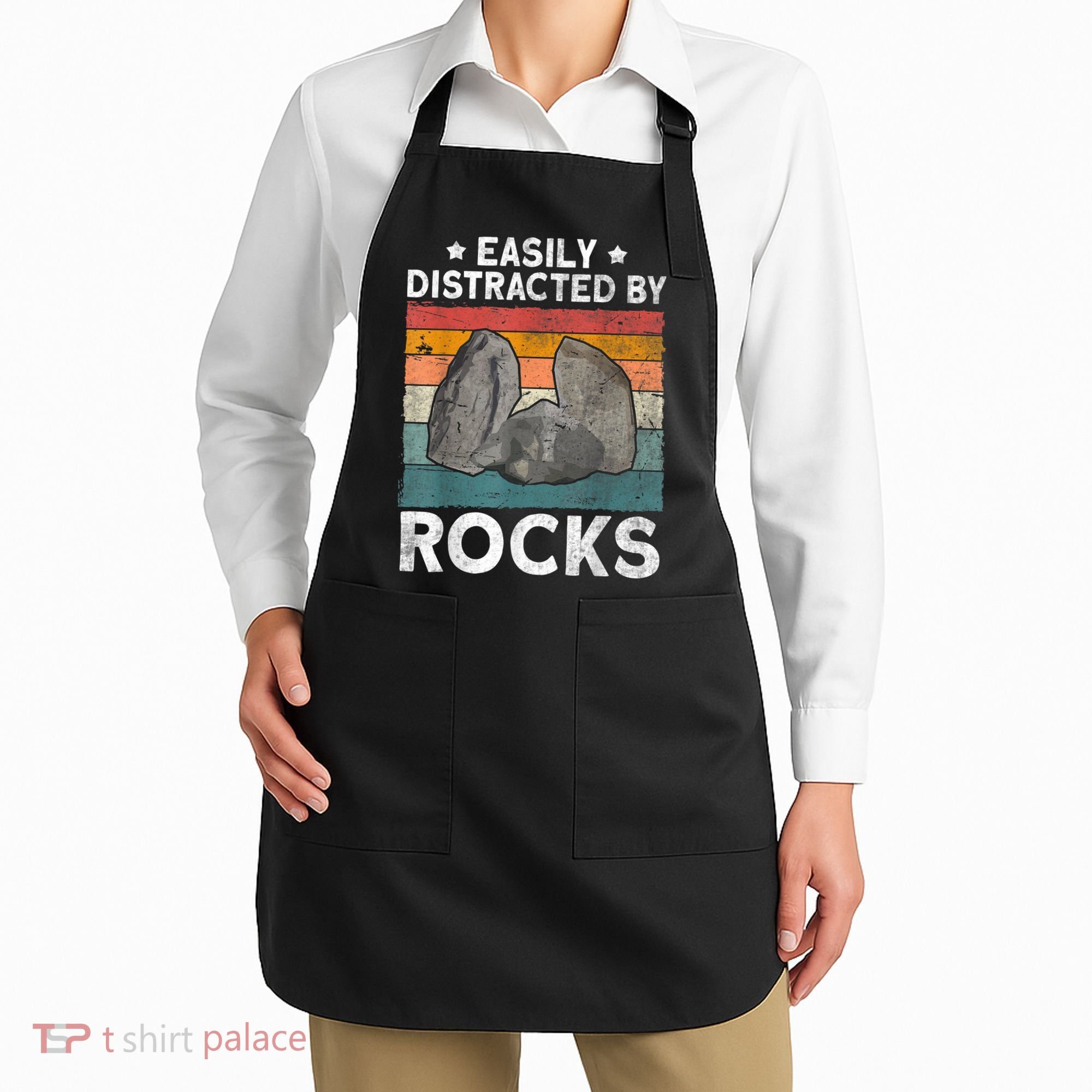 Easily Distracted By Rocks Collector Mineral Retro Geologist Apron