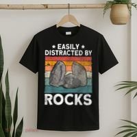 Easily Distracted By Rocks Collector Mineral Retro Geologist T-Shirt thumb 2