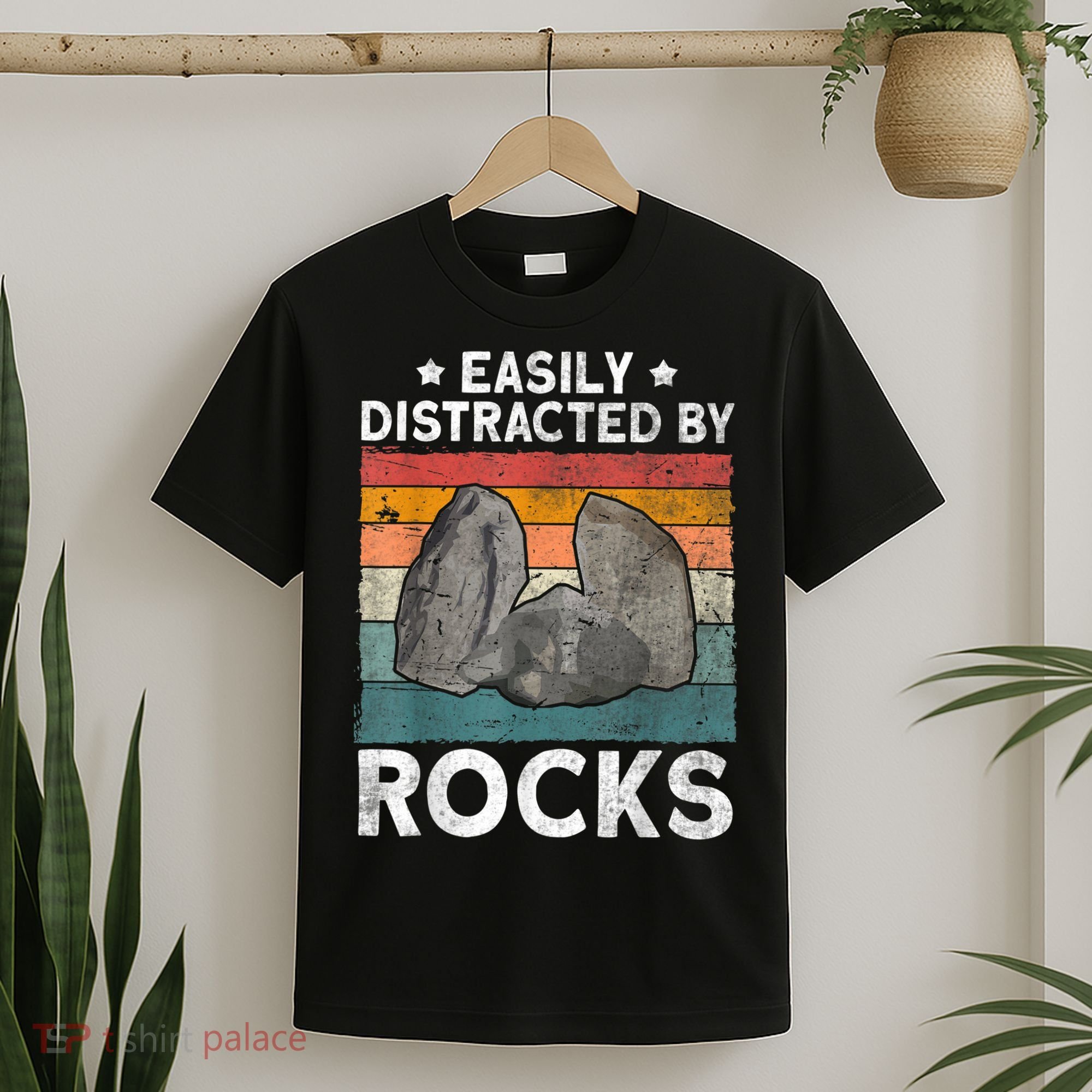 Easily Distracted By Rocks Collector Mineral Retro Geologist T-Shirt