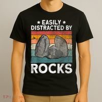 Easily Distracted By Rocks Collector Mineral Retro Geologist T-Shirt thumb 3
