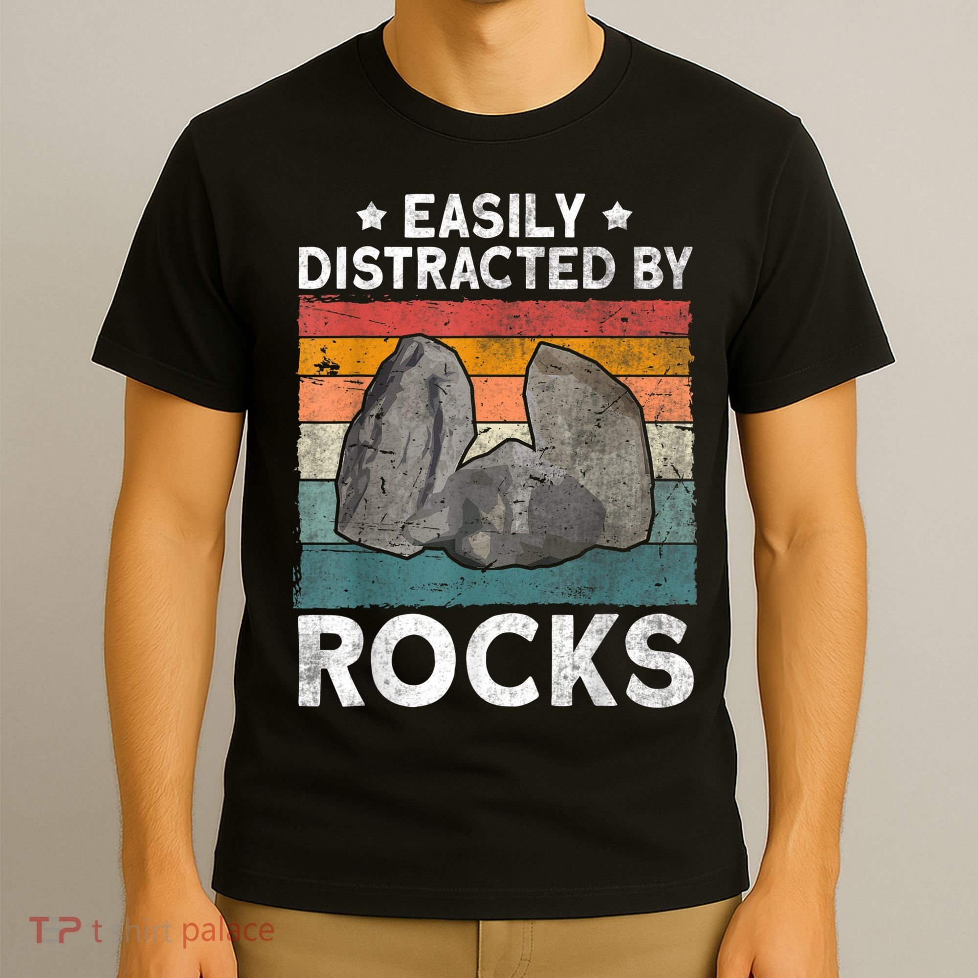 Easily Distracted By Rocks Collector Mineral Retro Geologist T-Shirt