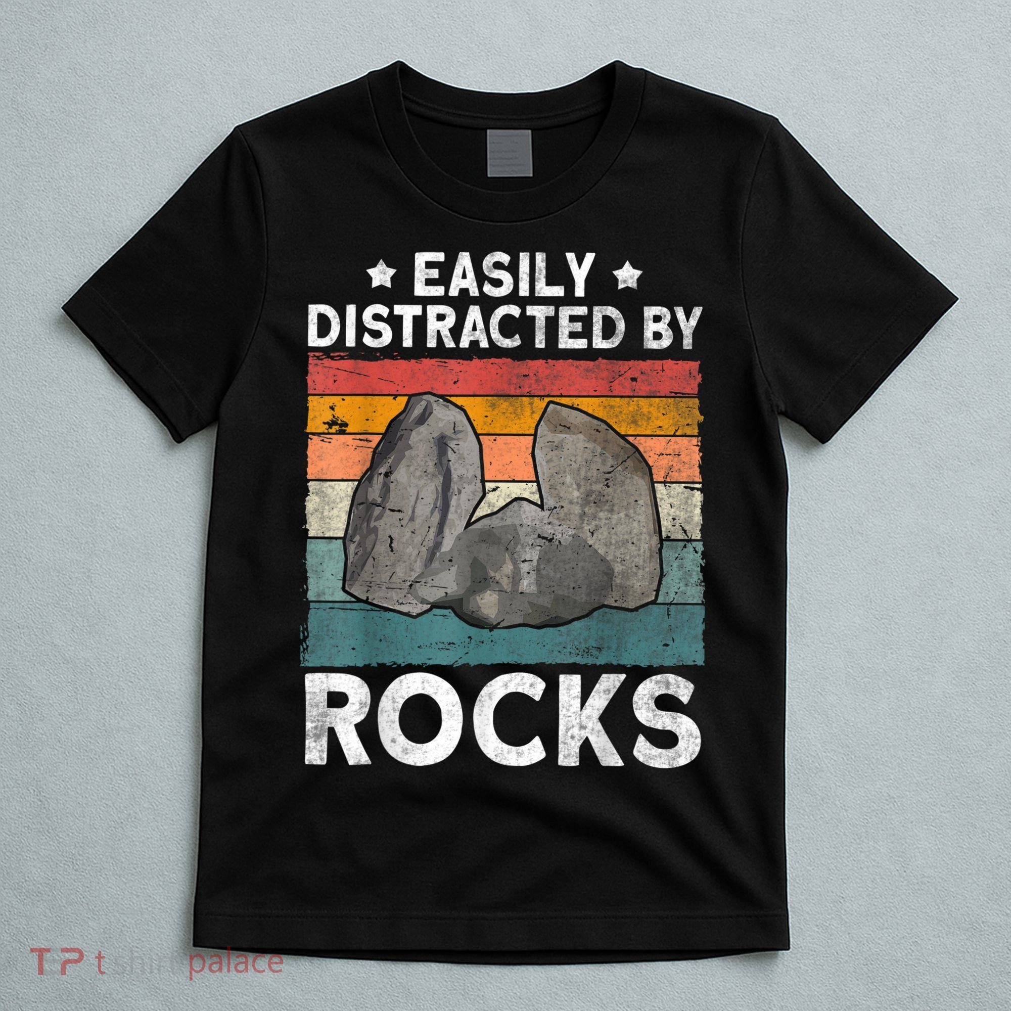 Easily Distracted By Rocks Collector Mineral Retro Geologist T-Shirt