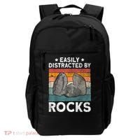 Easily Distracted By Rocks Collector Mineral Retro Geologist Backpack thumb 0