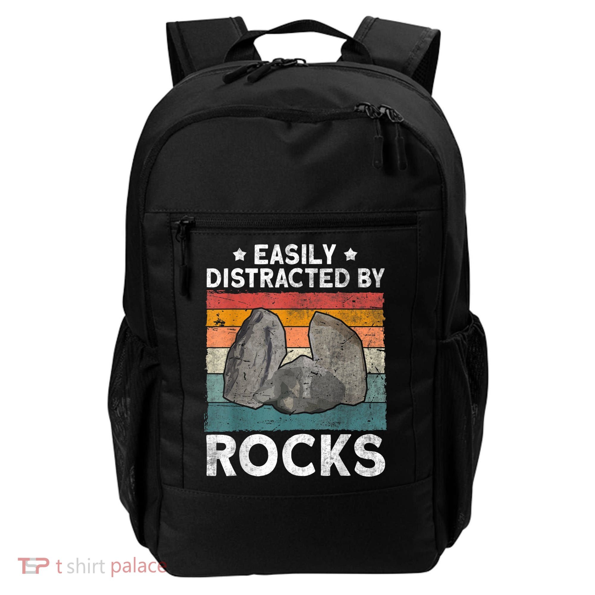 Easily Distracted By Rocks Collector Mineral Retro Geologist Backpack