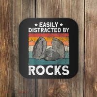 Easily Distracted By Rocks Collector Mineral Retro Geologist Coaster thumb 0