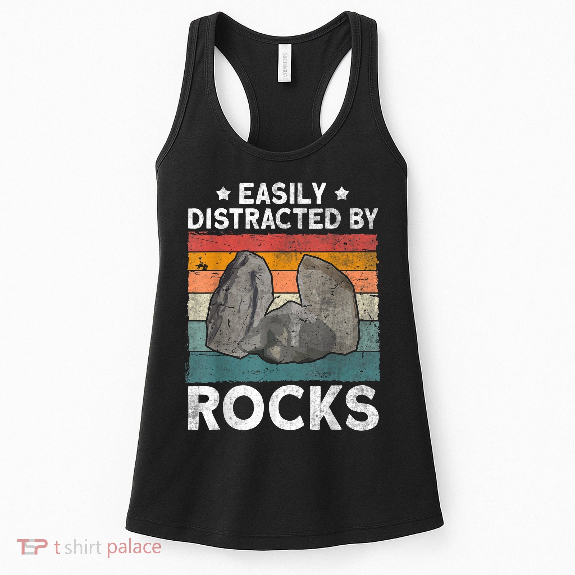 Easily Distracted By Rocks Collector Mineral Retro Geologist Women's Tank Top