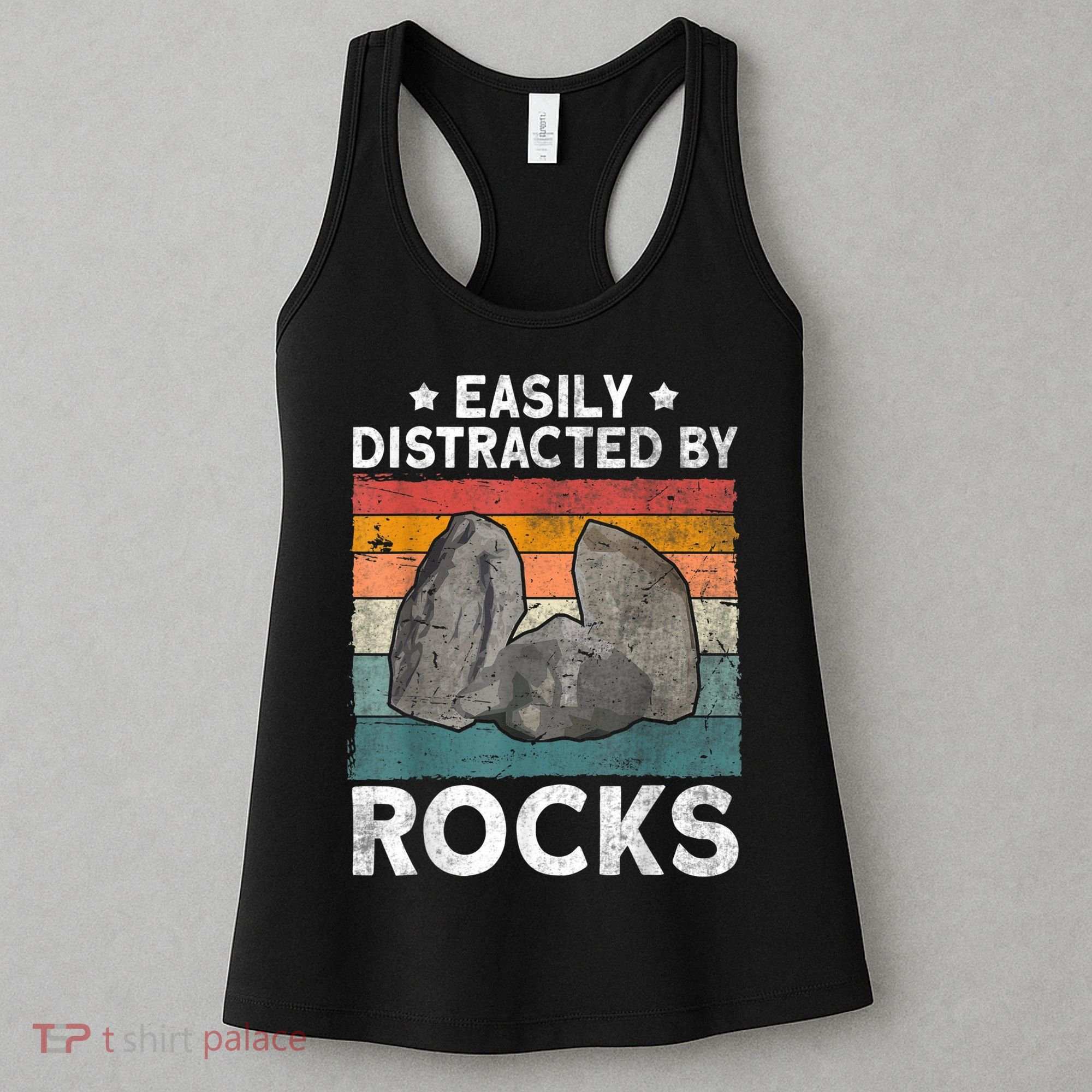 Easily Distracted By Rocks Collector Mineral Retro Geologist Women's Tank Top
